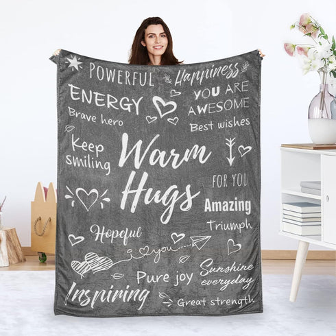 Throw Blanket for Women Men, Warm Hug Gratitude Sympathy Blanket
